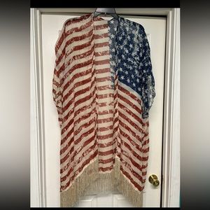 Red white and Blue plus size kimono